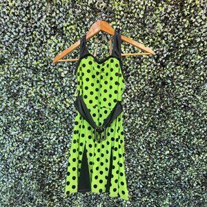 Green and Black Polka Dot Dance Dress Costume